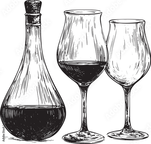 wine glass and bottle