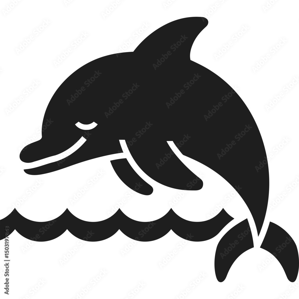 Naklejka premium Dolphin jumping water icon