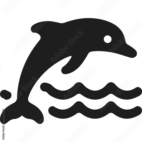Single dolphin swimming icon