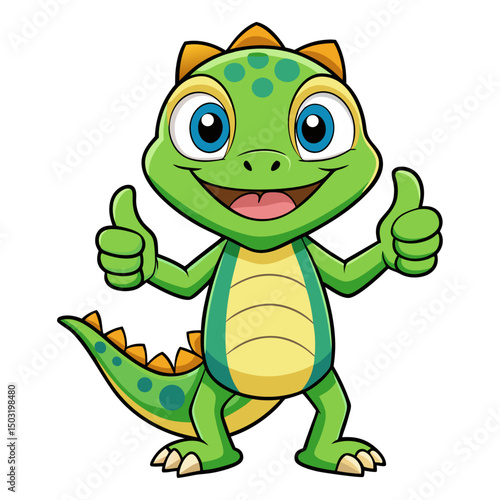Cute Lizard character giving a thumbs up with smile, showing approval