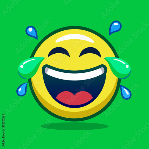 Happy yellow smiling cartoon face icon illustration vector