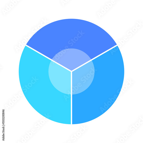 三分割した3色の円グラフのテンプレート - シンプルなチャートやインフォグラフィックの素材
