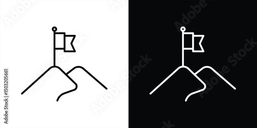 goal icon. containing target, mission, achievement, journey to the pinnacle of success with purpose and vision thin line icon. vector illustration