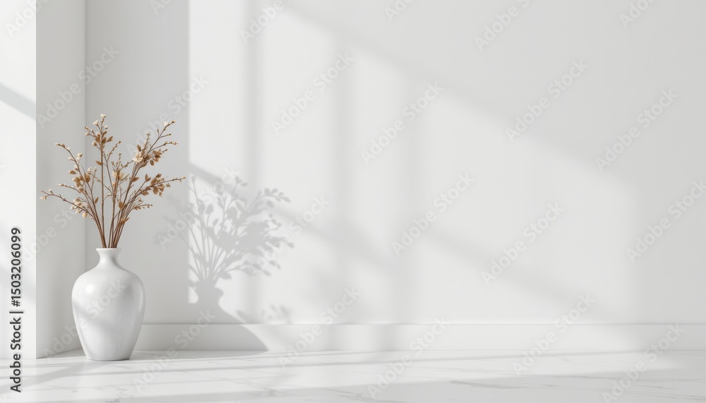 Minimalistic vase arrangement indoor space still life bright environment natural light serenity concept Minimalistic vase arrangement indoor space still life bright environment natural light serenity concept