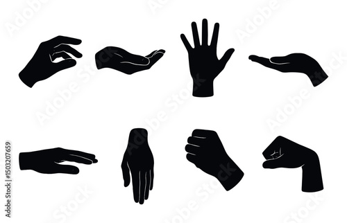 Hand gesture silhouette icons set – simple, expressive, gestures for communication