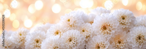 Lovely white flowers with soft lights in the background create a serene atmosphere for any occasion, highlighting nature's beauty