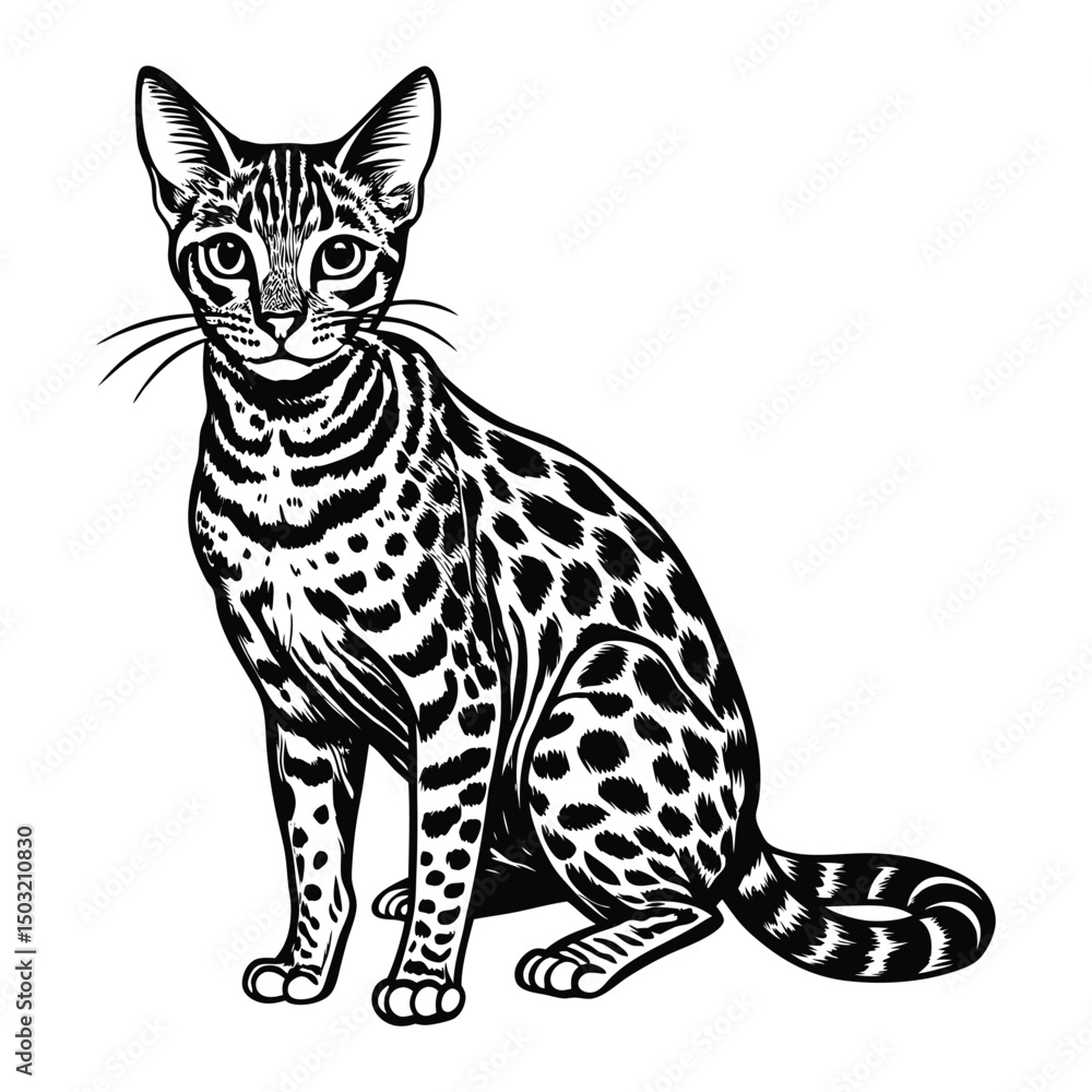 Fototapeta premium vector illustration of a savannah cat