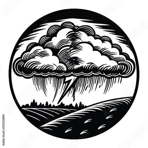 Silhouette of a thunder cloud vector