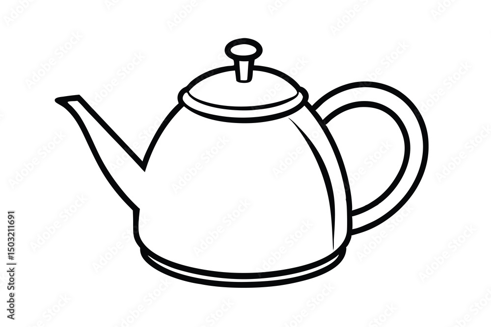 Simple line drawing of a classic teapot kettle Simple line drawing of a classic teapot kettle