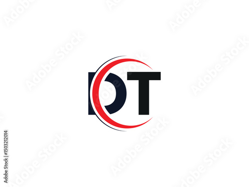 Black and red color circle DT letter logo. DT letter logo design vector DT Logo Design. Initial letters TD logo icon. Abstract letter DT logotype logo design template. 