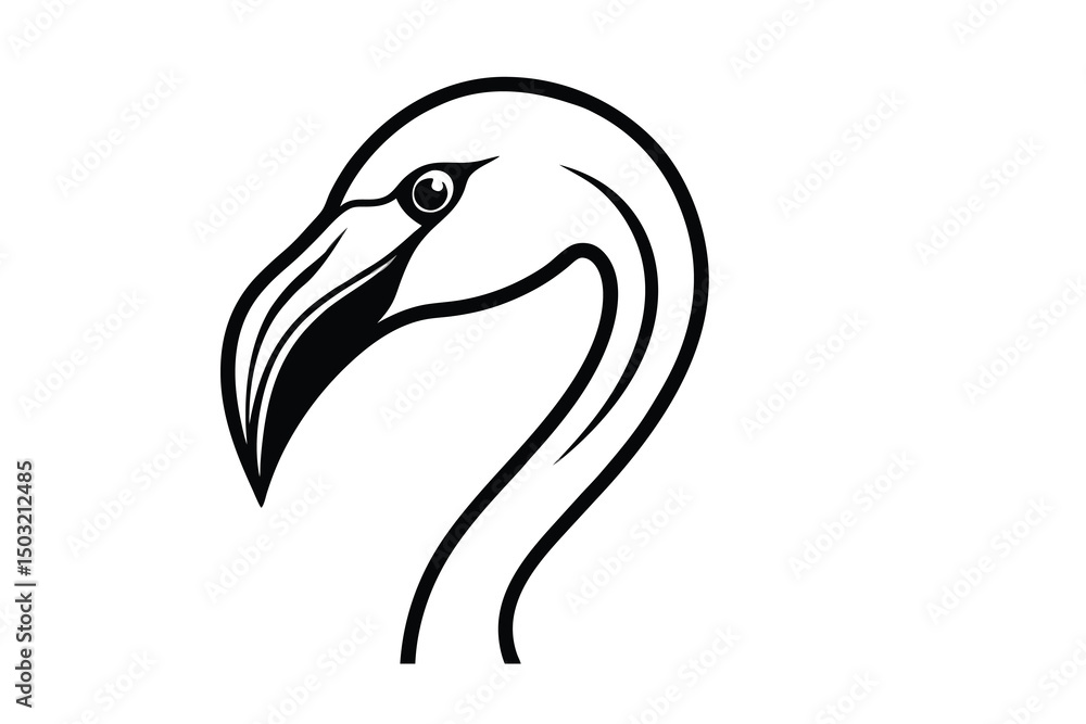 Obraz premium Elegant flamingo head profile black and white illustration
