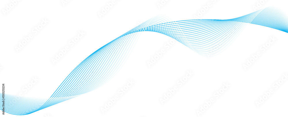 Obraz premium Abstract blue smooth wave on a white background. Dynamic sound wave. Design element. Vector illustration.
