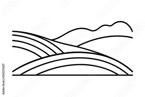 Rolling hills landscape minimalist line art design