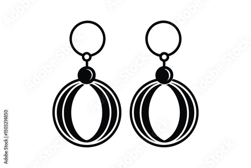 Elegant black and white circular drop earrings fashion jewelry design