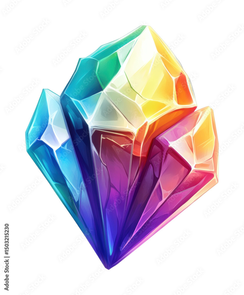 PNG Colorful geometric crystal with rainbow facets PNG Colorful geometric crystal with rainbow facets