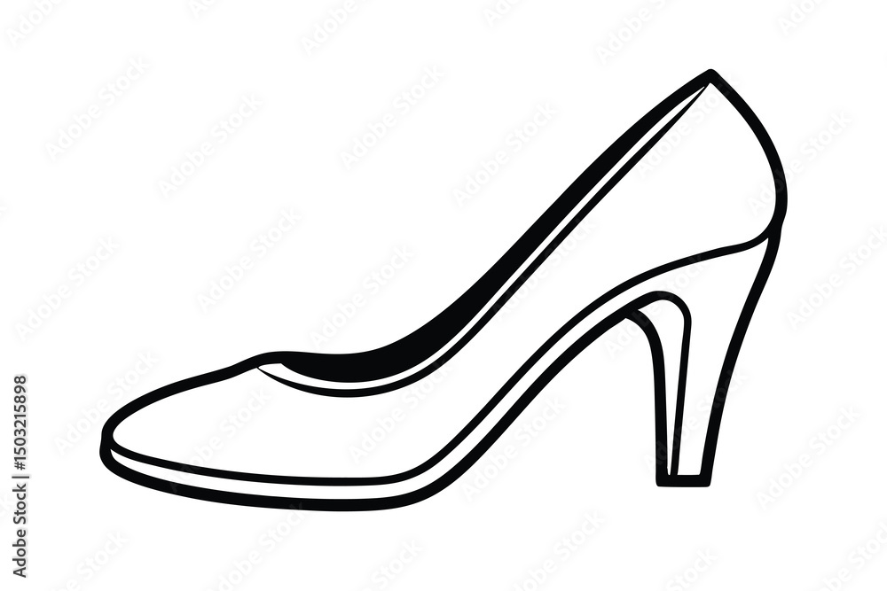 Elegant high heel shoe fashion illustration outline drawing Elegant high heel shoe fashion illustration outline drawing