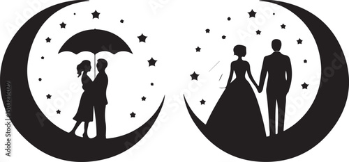 Bride and Groom Wedding Silhouette

Just Married Couple Vector Art

Elegant Wedding Moment Illustration

Romantic Bride & Groom Pose

Classic Wedding Couple Silhouette
