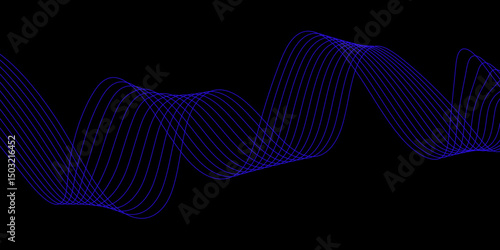Abstract blue background with a glowing abstract waves. Abstract wave element for design. Digital frequency track equalizer, Futuristic background design. Long exposure, Light painting photography.
