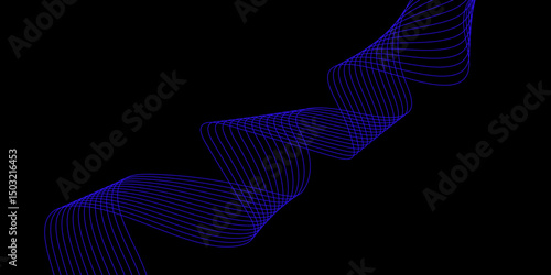Abstract blue background with a glowing abstract waves. Abstract wave element for design. Digital frequency track equalizer, Futuristic background design. Long exposure, Light painting photography.