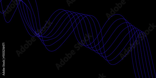 Abstract blue background with a glowing abstract waves. Abstract wave element for design. Digital frequency track equalizer, Futuristic background design. Long exposure, Light painting photography.