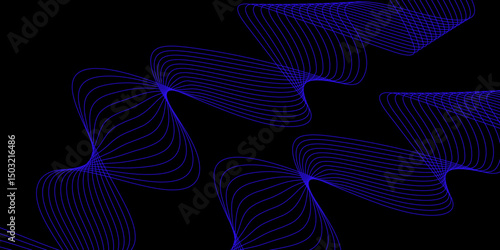 Abstract blue background with a glowing abstract waves. Abstract wave element for design. Digital frequency track equalizer, Futuristic background design. Long exposure, Light painting photography.
