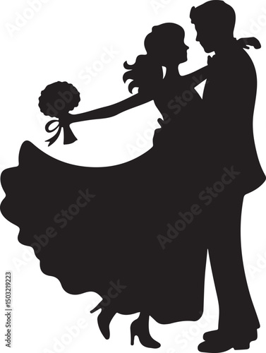 Bride and Groom Wedding Silhouette

Just Married Couple Vector Art

Elegant Wedding Moment Illustration

Romantic Bride & Groom Pose

Classic Wedding Couple Silhouette