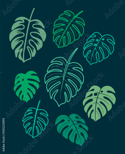 Summer Tropical Leaves Illustration Set