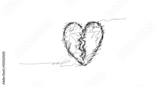 Broken Heart Illustration A Sketchy, Emotional Art Piece Representing Heartbreak and Loss