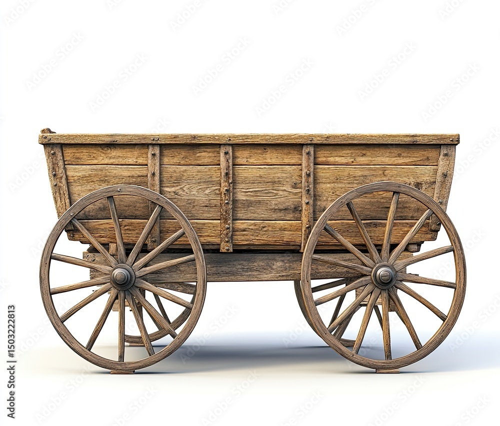 Fototapeta premium Antique wooden wagon, side view