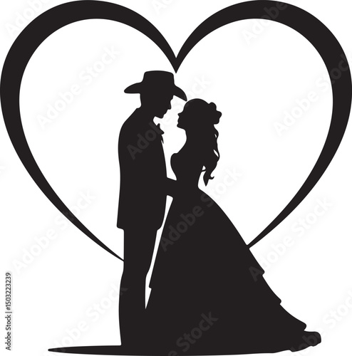 Bride and Groom Wedding Silhouette

Just Married Couple Vector Art

Elegant Wedding Moment Illustration

Romantic Bride & Groom Pose

Classic Wedding Couple Silhouette