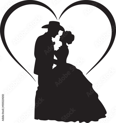 Bride and Groom Wedding Silhouette

Just Married Couple Vector Art

Elegant Wedding Moment Illustration

Romantic Bride & Groom Pose

Classic Wedding Couple Silhouette