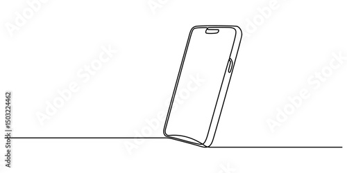 Smart phone icon continuous one line drawing with  isolate simple outline vector illustration, One continuous line drawing of smartphone vector illustration. Cellular phone monoline design. Technology