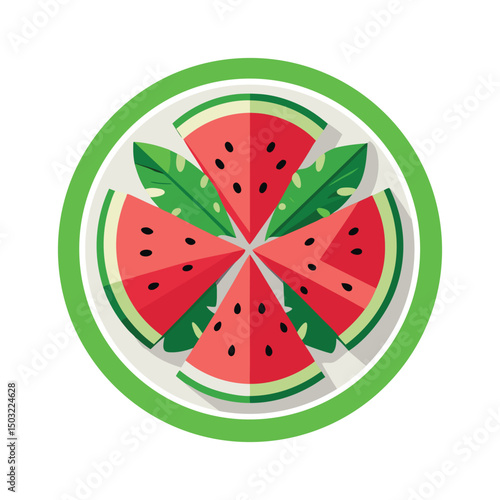  a plate with several slices of watermelon vector illustration 