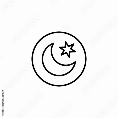 crescent star icon sign vector