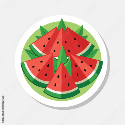  a plate with several slices of watermelon vector illustration 