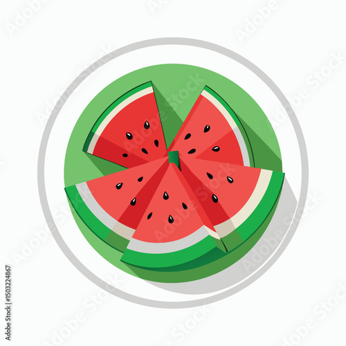  a plate with several slices of watermelon vector illustration 