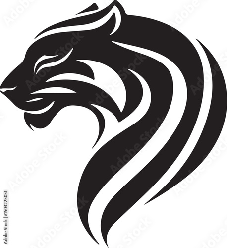 Tiger Face Silhouette Vector Illustration on Transparent Background