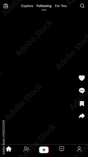 Animated TikTok For You Overlay - Social Media Elements (Black Background) For You and Following - Reel and Feed Layout Template – Tik Tok Discovery Feed Explore For You & Profile Mockup
