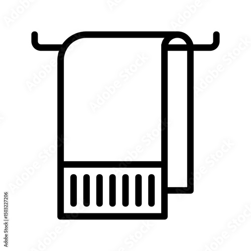 Towel outline icon for hotel amenities, suits hospitality or spa graphics.