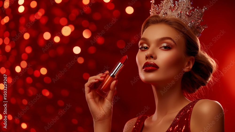 Obraz premium woman holding cosmetics, demonstration of cosmetic bottle