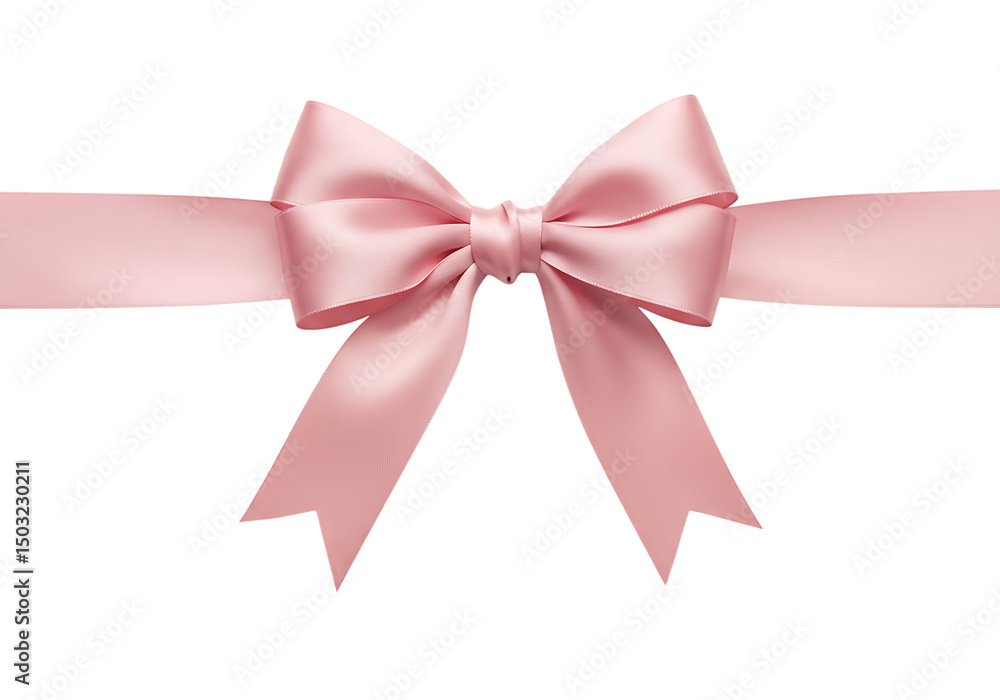Elegant pink satin bow with ribbon Isolated on transparent background for design Elegant pink satin bow with ribbon Isolated on transparent background for design