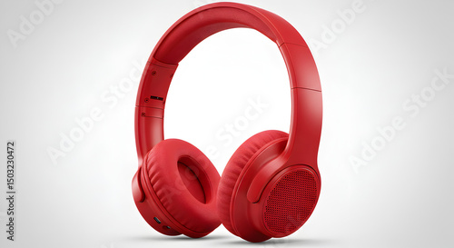 red headphones isolated on white