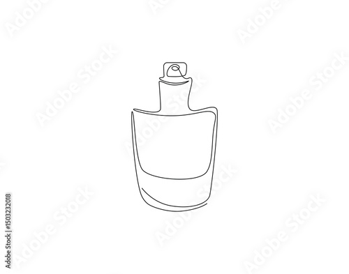 Perfume bottle outline drawing illustration. Continuous line draw of fresh aroma vector