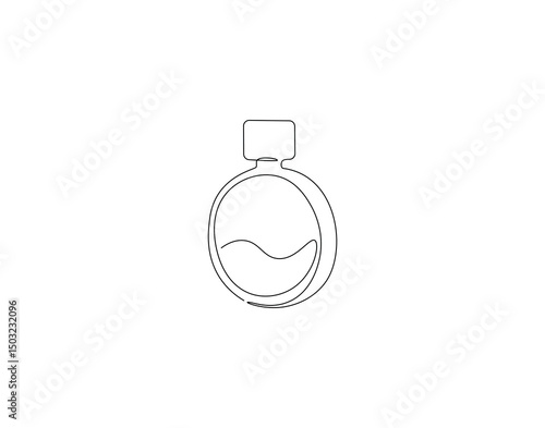 Perfume bottle outline drawing illustration. Continuous line draw of fresh aroma vector