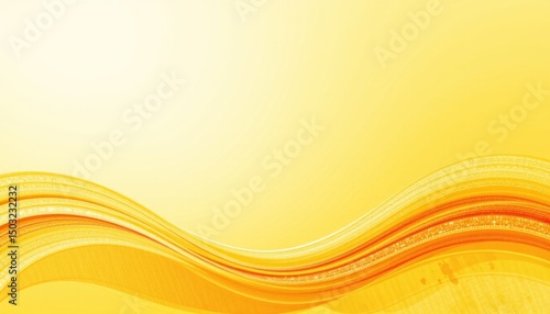 watercolor style 3d render of swirl spline line abstract background in bright yellow tones, subject positioned at the bottom with clear copy space at the top under pure brightness