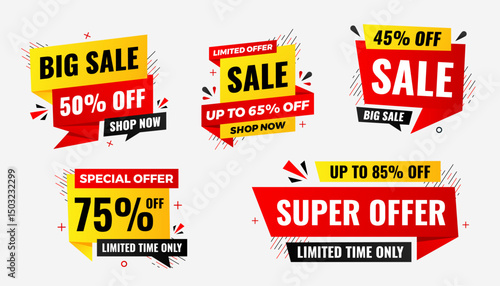 Discount sale labels vector template. Price Drop, big sale, final sale, flash sale background. Discount Promotion marketing poster design for web and Social.