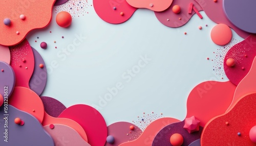 d abstract background with geometric shapes in vivid coral tones, subject on right side, clear copy space on left, pure brightness illuminates the scene.