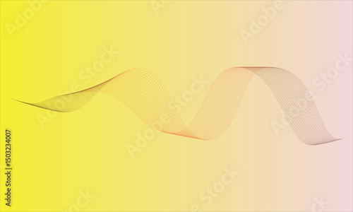 Gradient Abstract Background, It features a smooth, gradient background that transitions from yellow to soft pink, covered in a flowing, wave-like pattern made of thin,