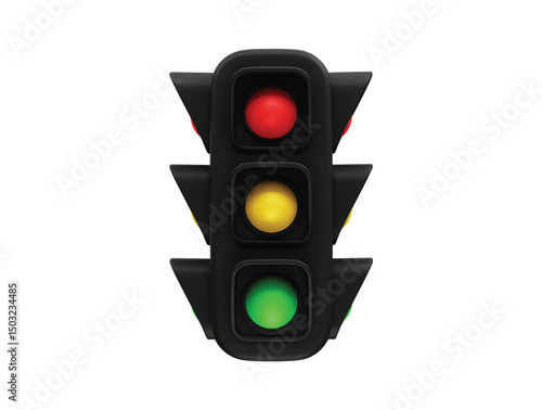 Traffic signal light icon 3d rendering illustration