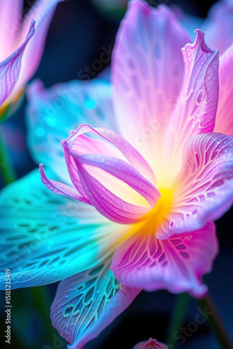 Magical Neon Fantasy Flower Glowing in Vibrant Digital Art